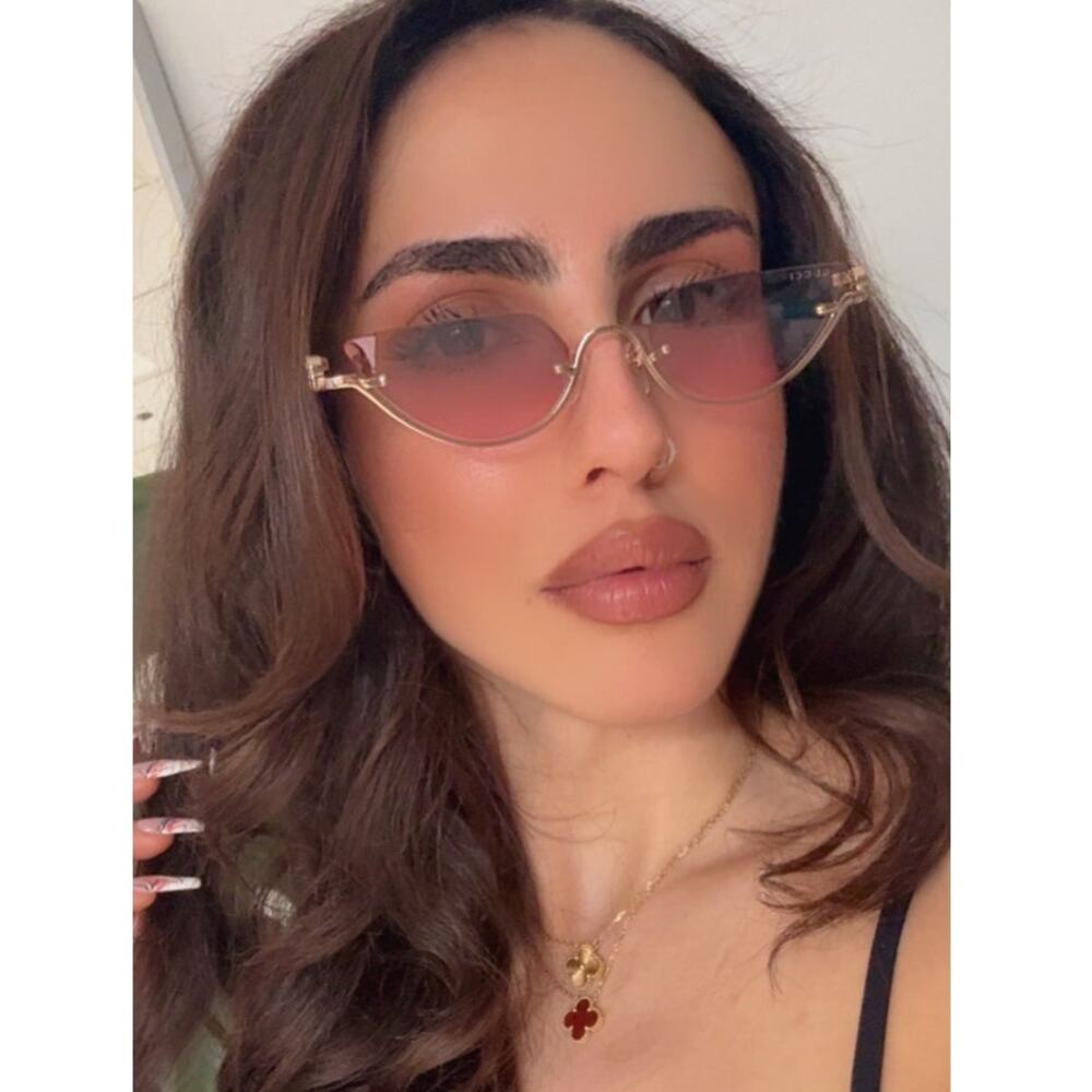 NEW Gucci GG1603S Gold Cat Eye Pink Mirror Sunglasses $650